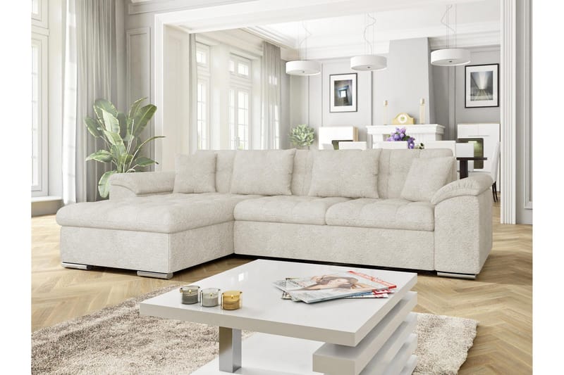 Camior Bäddsoffa m. Divan 3-sits - Vit/Svart - Möbler - Soffa - Bäddsoffa - Bäddsoffa divan