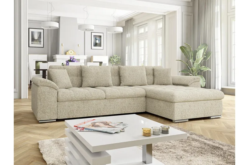 Camior Bäddsoffa med Divan 3-sits - Beige - Möbler - Soffa - Bäddsoffa - Bäddsoffa divan