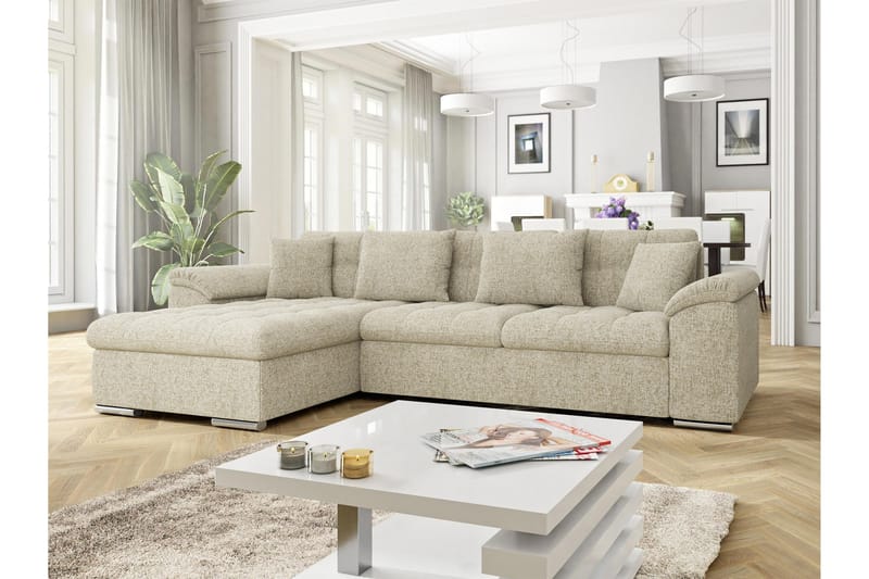 Camior Bäddsoffa med Divan 3-sits - Beige - Möbler - Soffa - Bäddsoffa - Bäddsoffa divan