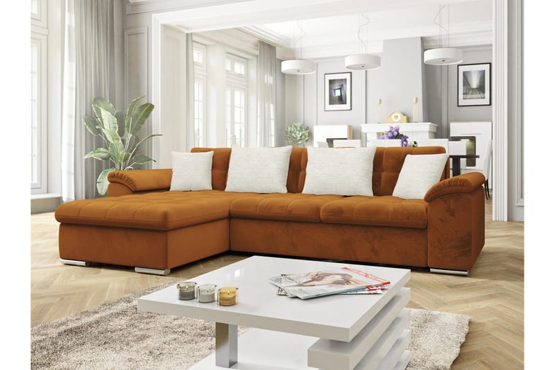 Camior Bäddsoffa med Divan 3-sits - Orange - Möbler - Soffa - Bäddsoffa - Bäddsoffa divan