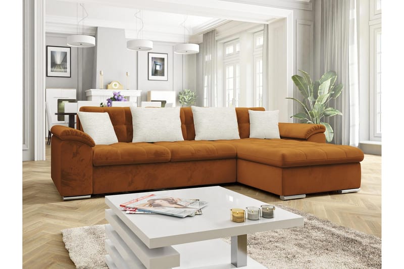 Camior Bäddsoffa med Divan 3-sits - Orange - Möbler - Soffa - Bäddsoffa - Bäddsoffa divan