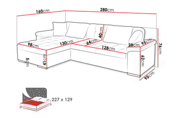 Camior Bäddsoffa med Divan 3-sits - Svart - Möbler - Soffa - Bäddsoffa - Bäddsoffa divan
