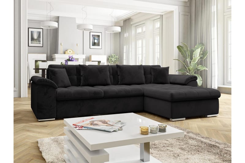Camior Bäddsoffa med Divan 3-sits - Svart - Möbler - Soffa - Bäddsoffa - Bäddsoffa divan