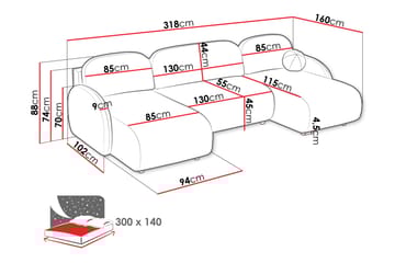 Carve Bäddsoffa Dubbeldivan 3-sits - Möbler - Soffa - Bäddsoffa - U bäddsoffa