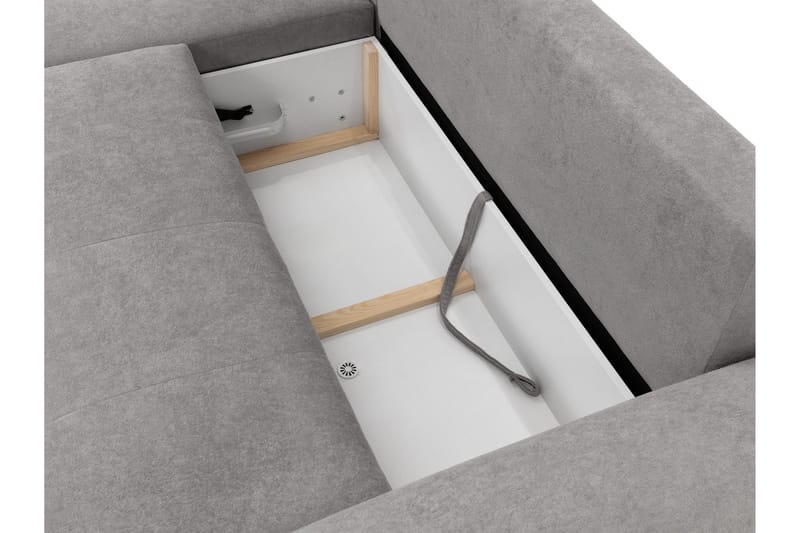 Ceibo Bäddsoffa med Divan 3-sits i Plysch - Grå - Möbler - Soffa - Bäddsoffa - Bäddsoffa divan