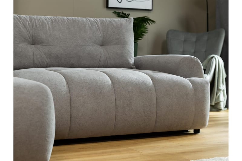 Ceibo Bäddsoffa med Divan 3-sits i Plysch - Grå - Möbler - Soffa - Bäddsoffa - Bäddsoffa divan