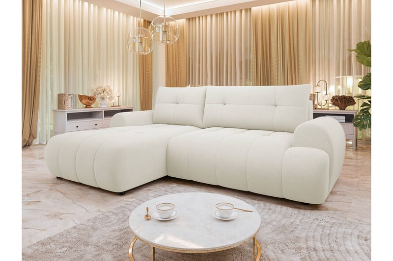 Ceibo Bäddsoffa med Divan 3-sits i Plysch - Beige - Möbler - Soffa - Bäddsoffa - Bäddsoffa divan