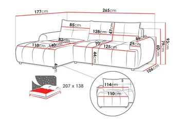 Ceibo Bäddsoffa med Divan 3-sits i Plysch - Beige - Möbler - Soffa - Bäddsoffa - Bäddsoffa divan