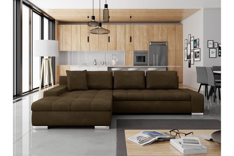 Cerys Bäddsoffa m. Divan 3-sits, Brun