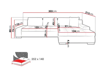 Cerys Bäddsoffa m. Divan 3-sits - Orange - Möbler - Soffa - Bäddsoffa - Bäddsoffa divan