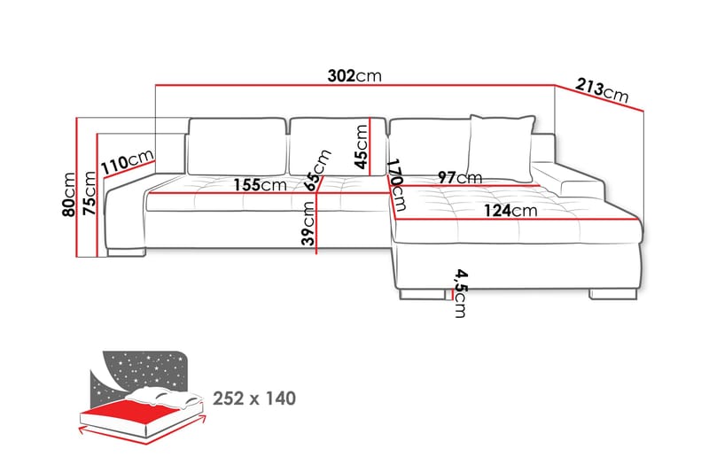 Cerys Bäddsoffa m. Divan 3-sits - Rosa - Möbler - Soffa - Bäddsoffa - Bäddsoffa divan