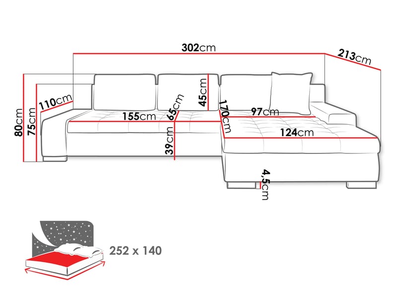 Cerys Bäddsoffa med Divan 4-sits - Beige - Möbler - Soffa - Bäddsoffa - Bäddsoffa divan