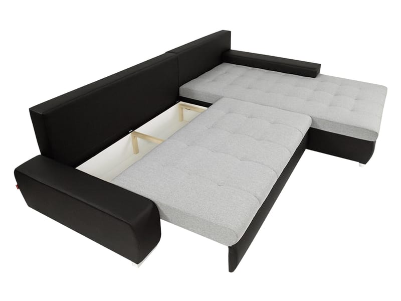 Cerys Vänster L-formad Bäddsoffa 140x252 cm med Förvaring i Tyg - Beige - Möbler - Soffa - Bäddsoffa - Bäddsoffa längsbäddad