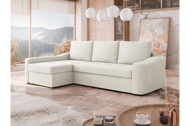 Chaman Bäddsoffa med Divan 3-sits i Plysch - Beige - Möbler - Soffa - Bäddsoffa - Bäddsoffa divan