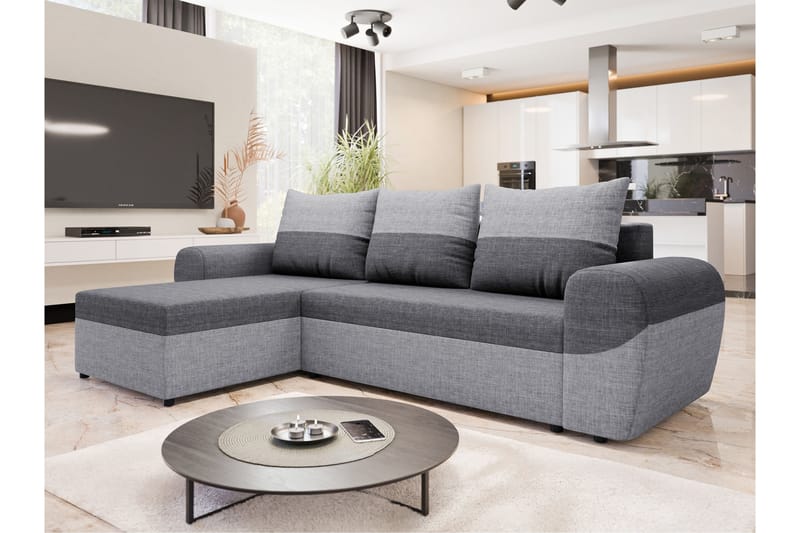 Chameli Bäddsoffa med Divan 3-sits - Ljusgrå/Mörkgrå - Möbler - Soffa - Bäddsoffa - Bäddsoffa divan