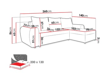 Chameli Bäddsoffa med Divan 3-sits - Ljusgrå/Svart - Möbler - Soffa - Bäddsoffa - Bäddsoffa divan