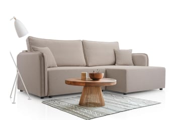 Chandru Bäddsoffa med Divan 3-sits i Plysch - Grå - Möbler - Soffa - Bäddsoffa - Bäddsoffa divan