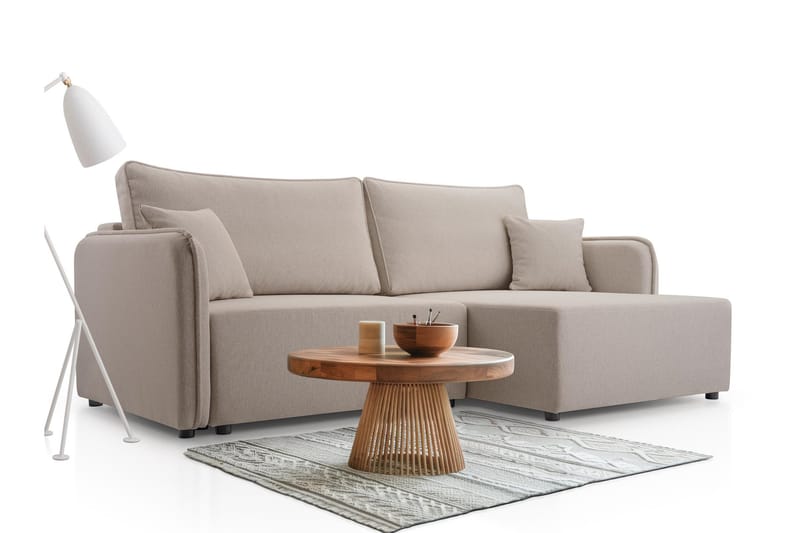 Chandru Bäddsoffa med Divan 3-sits i Plysch - Grå - Möbler - Soffa - Bäddsoffa - Bäddsoffa divan