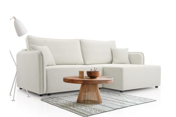 Chandru Bäddsoffa med Divan 3-sits i Plysch - Beige - Möbler - Soffa - Bäddsoffa - Bäddsoffa divan