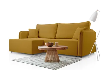 Chandru Bäddsoffa med Divan 3-sits i Plysch - Gul - Möbler - Soffa - Bäddsoffa - Bäddsoffa divan