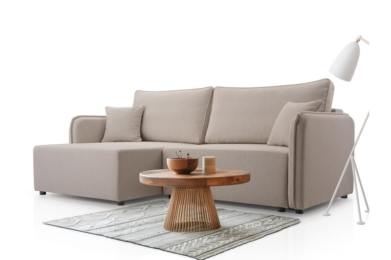 Chandru Bäddsoffa med Divan 3-sits i Plysch - Grå - Möbler - Soffa - Bäddsoffa - Bäddsoffa divan