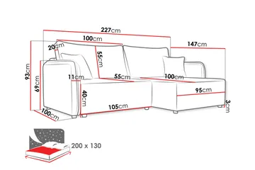 Chandru Bäddsoffa med Divan 3-sits i Plysch - Gul - Möbler - Soffa - Bäddsoffa - Bäddsoffa divan