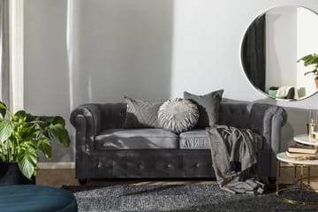 Chesterfield Deluxe 3-sits Framåtbäddad bäddsoffa i sammet - Mörkgrå Sammet - Möbler - Soffa - Bäddsoffa - 3 sits bäddsoffa