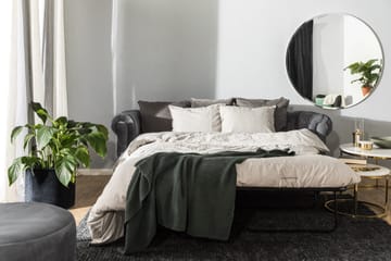 Chesterfield Deluxe 3-sits Framåtbäddad bäddsoffa i sammet - Mörkgrå Sammet - Möbler - Soffa - Bäddsoffa - 3 sits bäddsoffa