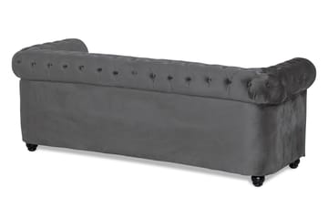 Chesterfield Deluxe 3-sits Framåtbäddad bäddsoffa i sammet - Mörkgrå Sammet - Möbler - Soffa - Bäddsoffa - 3 sits bäddsoffa