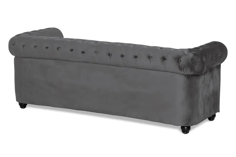 Chesterfield Deluxe 3-sits Framåtbäddad bäddsoffa i sammet - Mörkgrå Sammet - Möbler - Soffa - Bäddsoffa - 3 sits bäddsoffa