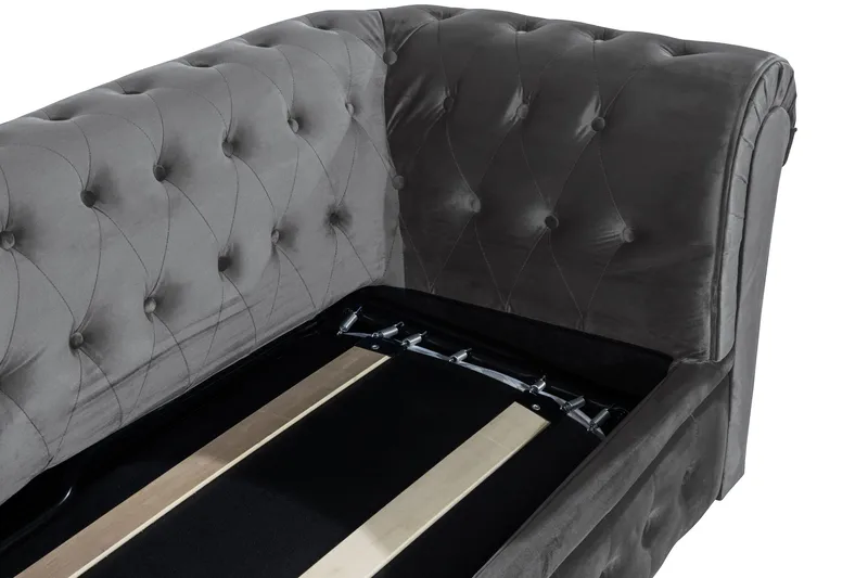 Chesterfield Deluxe 3-sits Framåtbäddad bäddsoffa i sammet - Mörkgrå Sammet - Möbler - Soffa - Bäddsoffa - 3 sits bäddsoffa