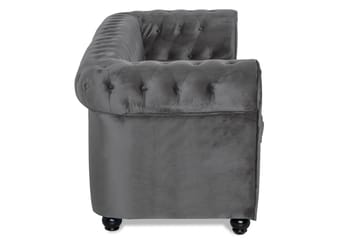 Chesterfield Deluxe 3-sits Framåtbäddad bäddsoffa i sammet - Mörkgrå Sammet - Möbler - Soffa - Bäddsoffa - 3 sits bäddsoffa