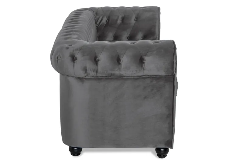 Chesterfield Deluxe 3-sits Framåtbäddad bäddsoffa i sammet - Mörkgrå Sammet - Möbler - Soffa - Bäddsoffa - 3 sits bäddsoffa