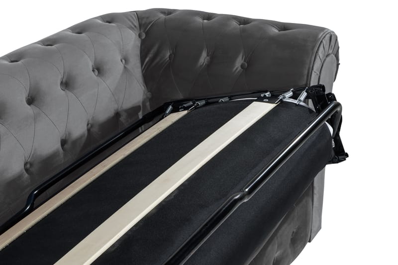 Chesterfield Deluxe 3-sits Framåtbäddad bäddsoffa i sammet - Mörkgrå Sammet - Möbler - Soffa - Bäddsoffa - 3 sits bäddsoffa