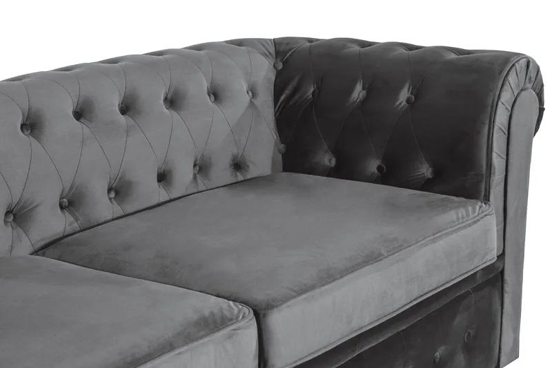 Chesterfield Deluxe 3-sits Framåtbäddad bäddsoffa i sammet - Mörkgrå Sammet - Möbler - Soffa - Bäddsoffa - 3 sits bäddsoffa