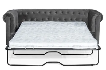 Chesterfield Deluxe 3-sits Framåtbäddad bäddsoffa i sammet - Mörkgrå Sammet - Möbler - Soffa - Bäddsoffa - 3 sits bäddsoffa