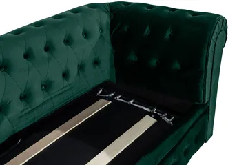 Chesterfield Lyx 3-sits Framåtbäddad Bäddsoffa med HVILA Bäddmadrass 140x200 cm Latex med Tvättbar klädsel - Grön/Vit - Möbler - Soffa - Bäddsoffa - 3 sits bäddsoffa