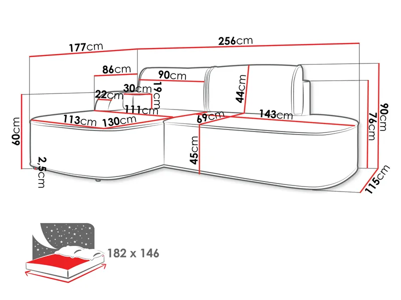 Cinrel Bäddsoffa med Divan 3-sits - Rosa - Möbler - Soffa - Bäddsoffa - Bäddsoffa divan
