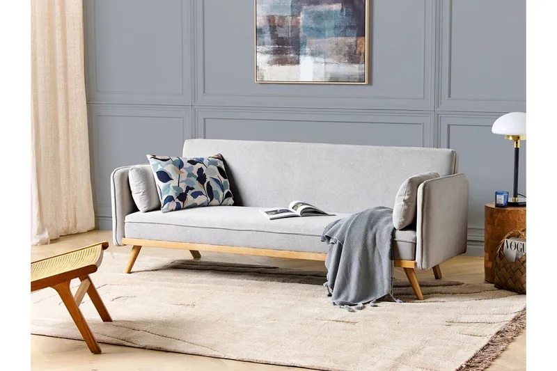 Clem Bäddsoffa 3-sits - Grå/Ljust trä - Möbler - Soffa - Bäddsoffa - 3 sits bäddsoffa