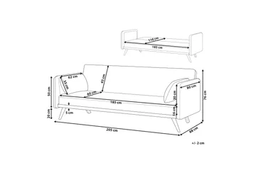 Clem Bäddsoffa 3-sits - Grå/Ljust trä - Möbler - Soffa - Bäddsoffa - 3 sits bäddsoffa