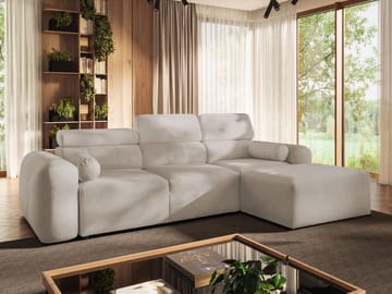 Clement 3-sits Bäddsoffa med Divan Högervänd - Beige - Möbler - Soffa - Bäddsoffa - Hörnbäddsoffa