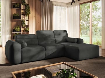 Clement 3-sits Bäddsoffa med Divan Högervänd - Mörkgrå - Möbler - Soffa - Bäddsoffa - Hörnbäddsoffa