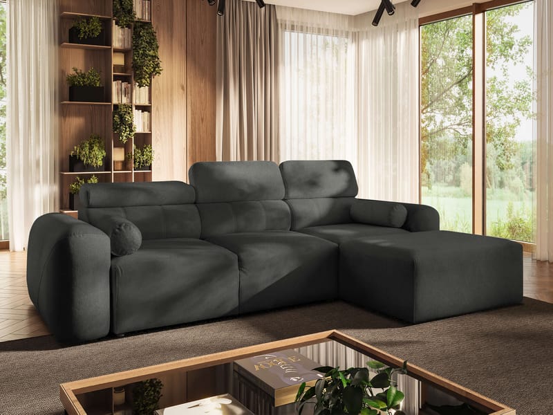 Clement 3-sits Bäddsoffa med Divan Högervänd - M örkgrå - Möbler - Soffa - Bäddsoffa - Hörnbäddsoffa