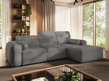 Clement 3-sits Bäddsoffa med Divan Högervänd - Mellangrå - Möbler - Soffa - Bäddsoffa - Hörnbäddsoffa