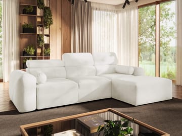 Clement 3-sits Bäddsoffa med Divan Högervänd - Vit - Möbler - Soffa - Bäddsoffa - Hörnbäddsoffa
