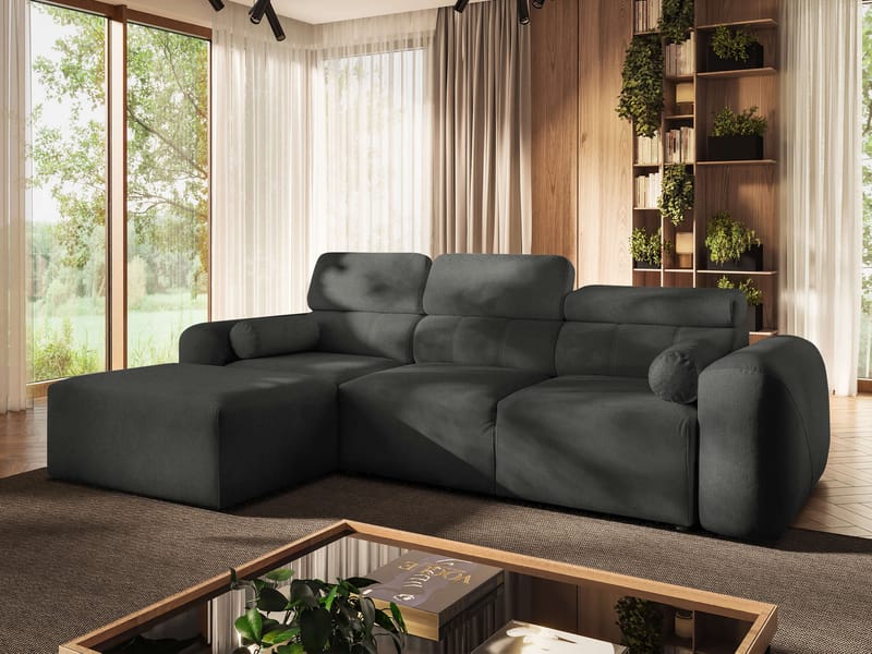 Clement 3-sits Bäddsoffa med Divan Vänstervänd - Mörkgrå - Möbler - Soffa - Bäddsoffa - Hörnbäddsoffa