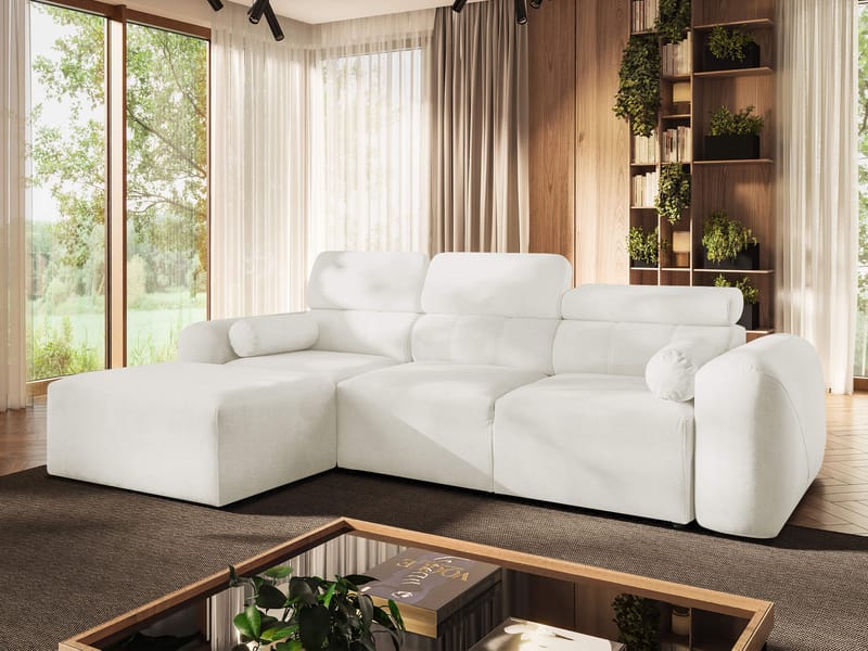 Clement 3-sits Bäddsoffa med Divan Vänstervänd - Vit - Möbler - Soffa - Bäddsoffa - Hörnbäddsoffa