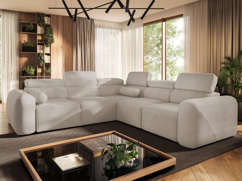 Clement 5-sits Hörnbäddsoffa Högervänd - beige - Möbler - Soffa - Bäddsoffa - Hörnbäddsoffa