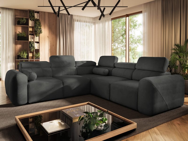 Clement 5-sits Hörnbäddsoffa Högervänd - svart - Möbler - Soffa - Bäddsoffa - Hörnbäddsoffa