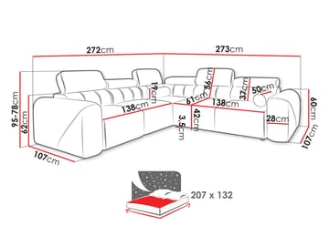 Clement 5-sits Hörnbäddsoffa Vänstervänd - beige - Möbler - Soffa - Bäddsoffa - Hörnbäddsoffa